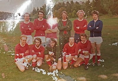A well-worn photo of the TOMRA football team