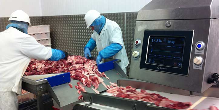 Clasificadora de carne de cerdo cortada