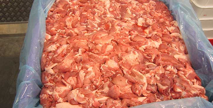 Sortierung von Schweinefleischabschnitten