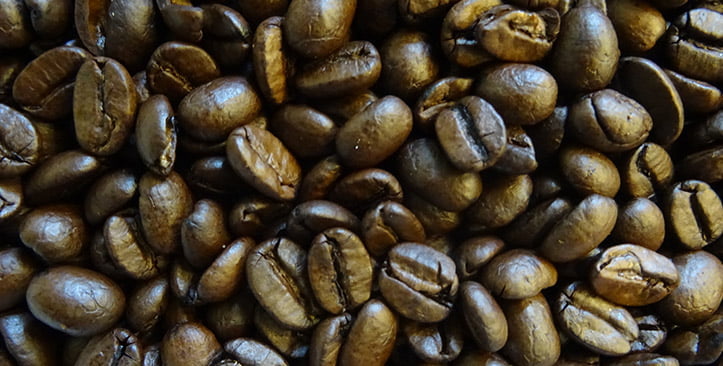 Sortieren von grünen Kaffeebohnen und geröstetem Kaffee