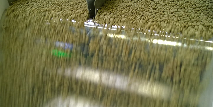 Sorting green coffee beans with TOMRA's sorting equipment